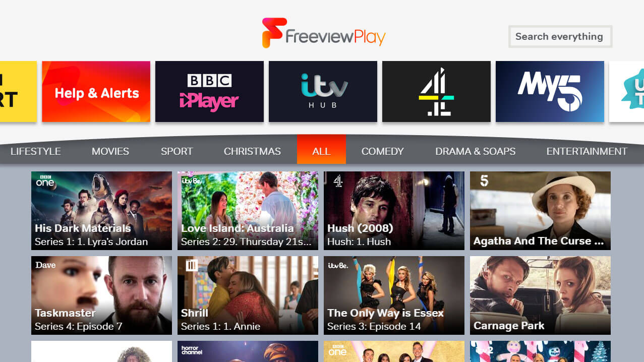 Channel 100 Freeview Play screen