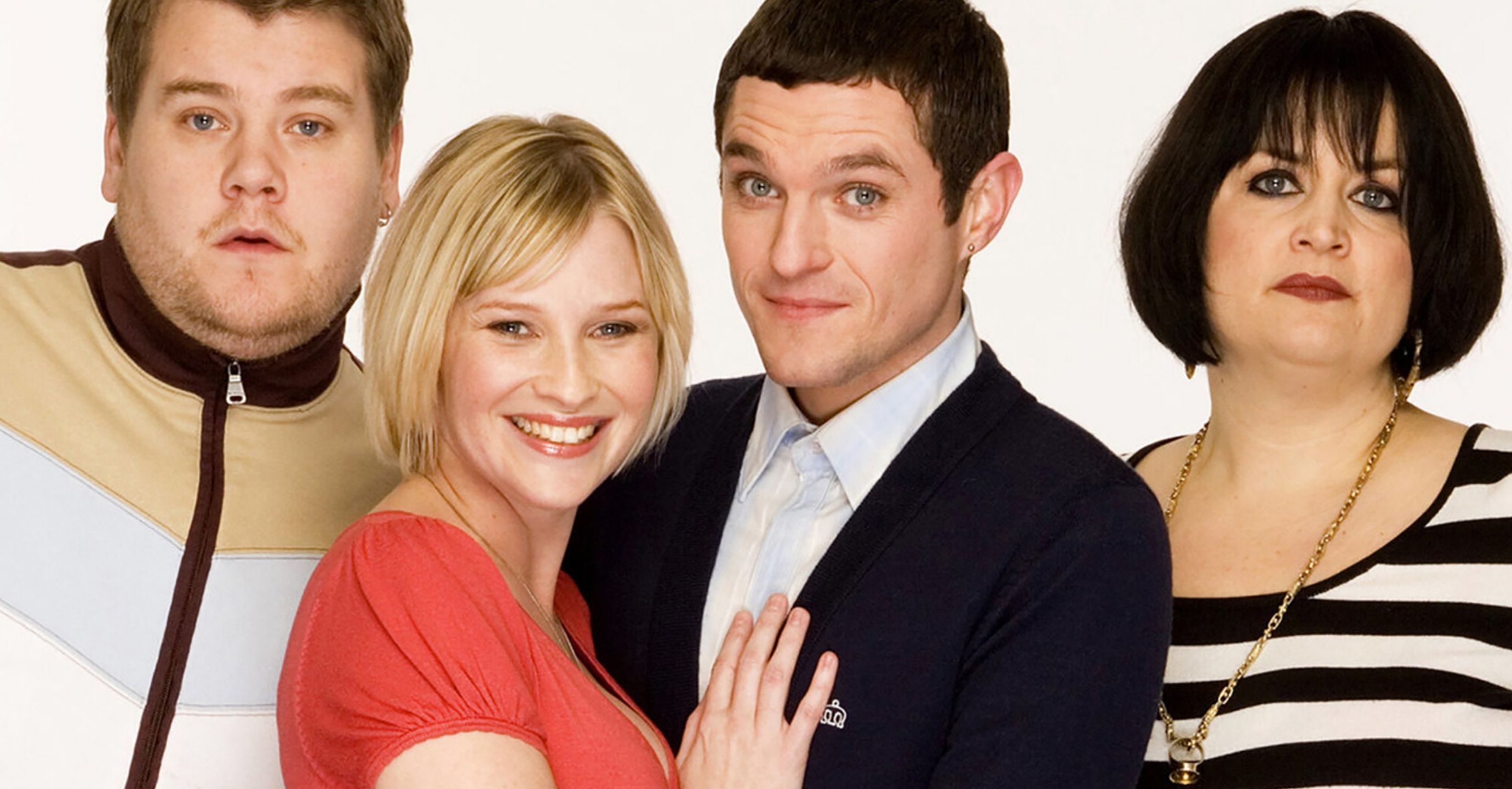 Cast of Gavin and Stacey against a white background