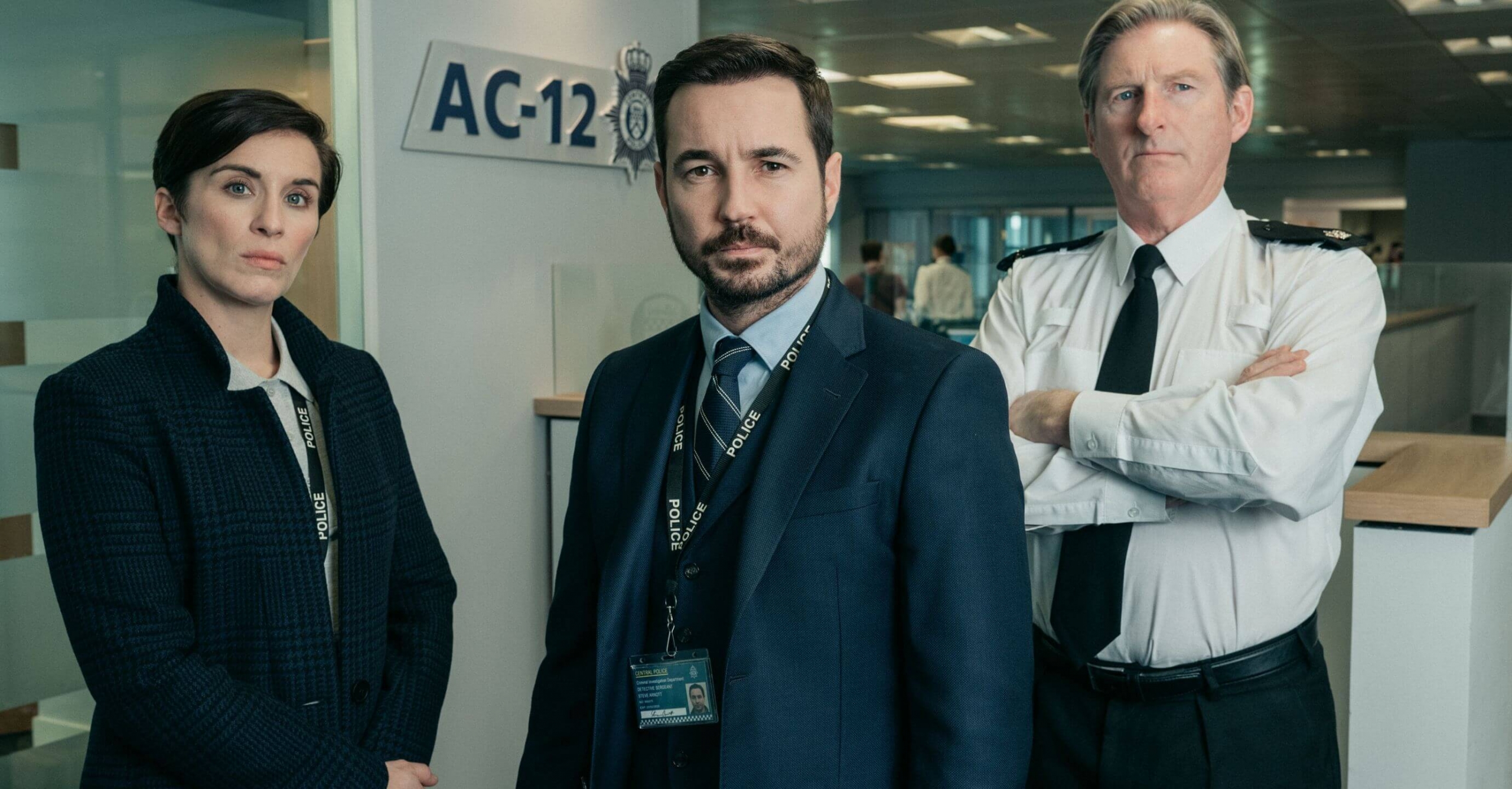 Line of duty police cast looking towards the camera