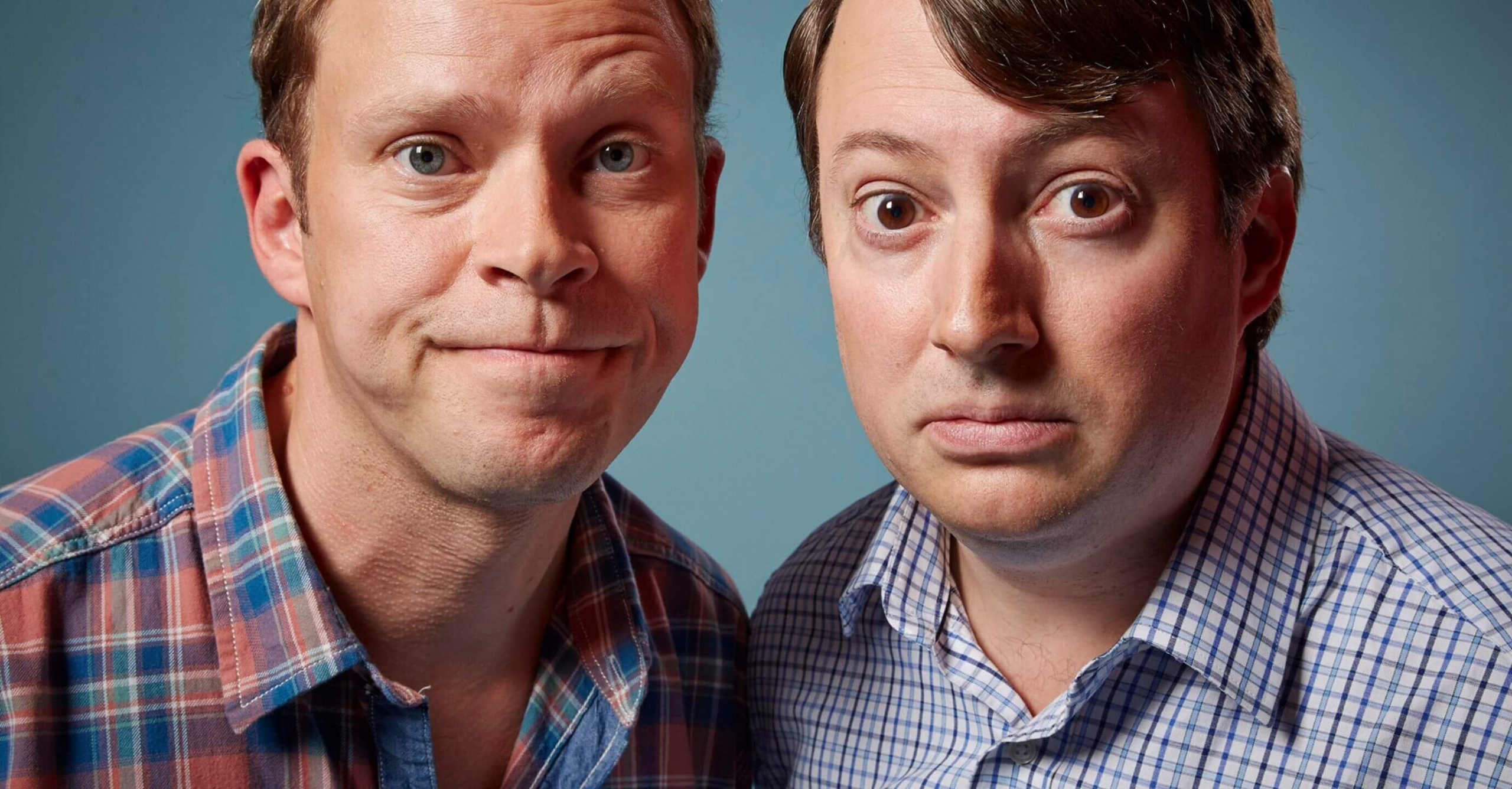David Mitchell and Robert Webb with fed up expressions 