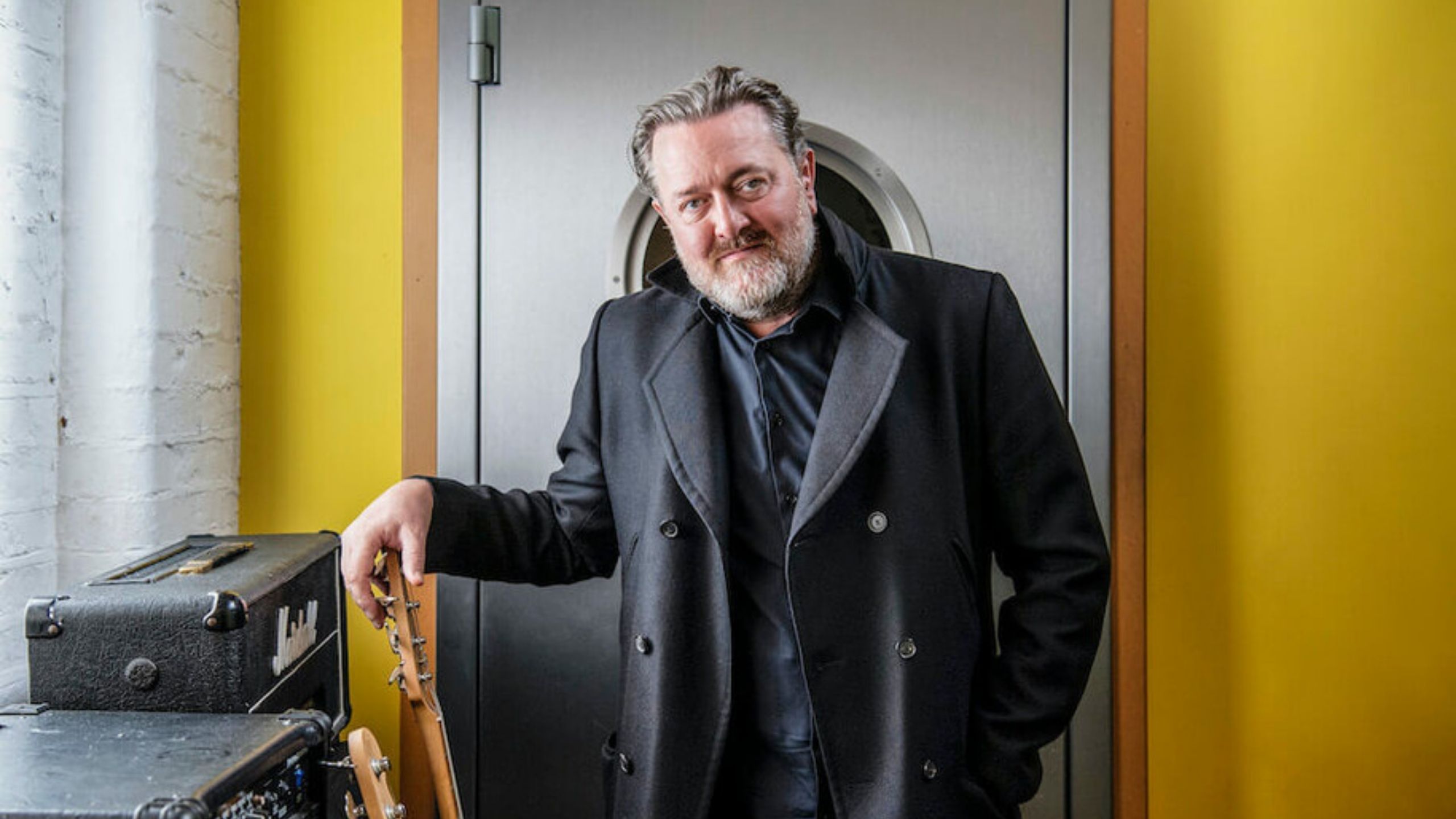 Guy Garvey stood in front of a vault