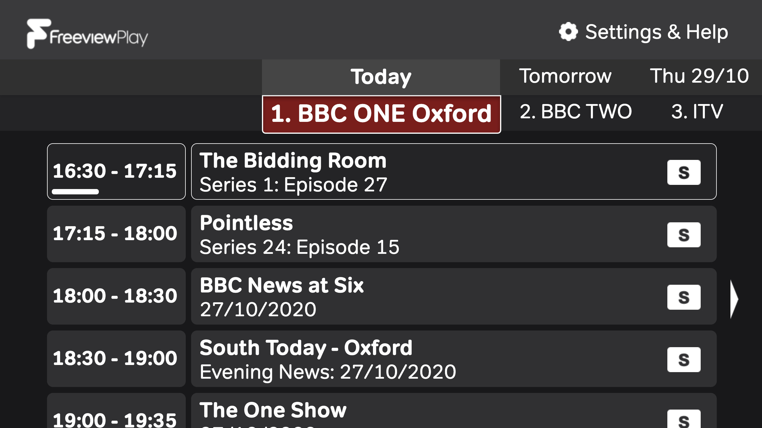 Screenshot of Channel 555 on the Accessible TV Guide