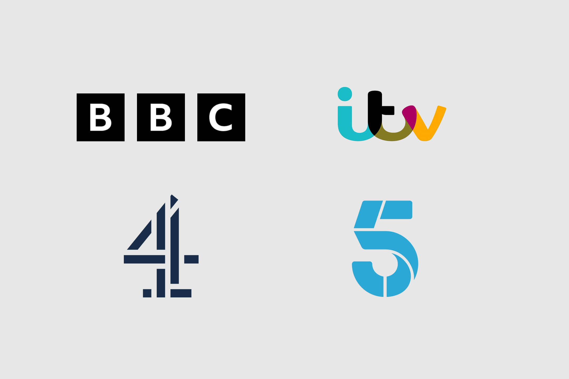 BBC, ITV, Channel 4 and Channel 5 logos