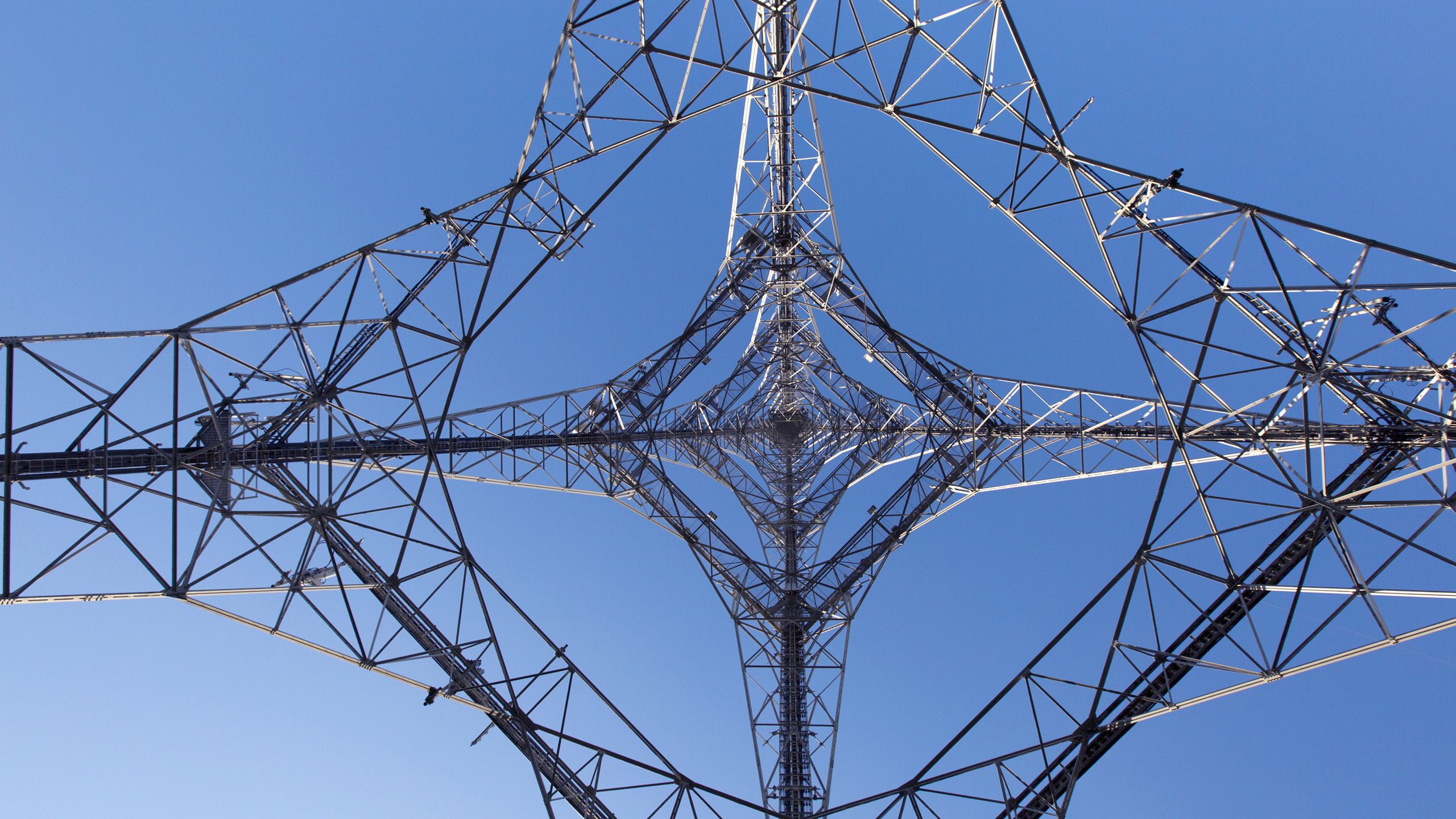 Looking up inside the Crystal Palace transmitter
