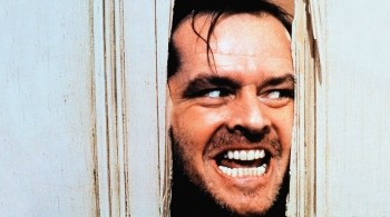 Jack Nicholson in The Shining peeking round a door looking manic