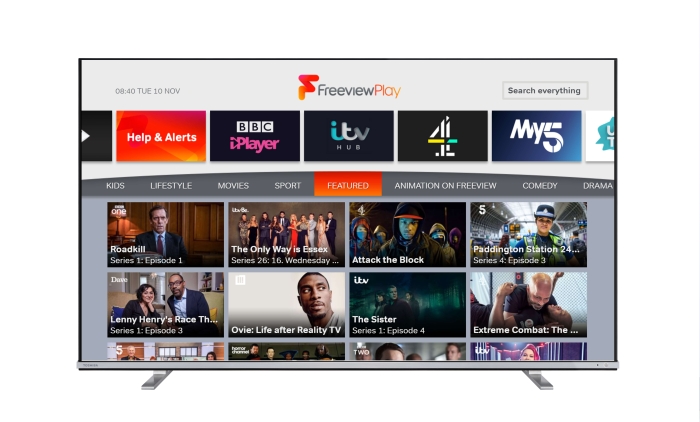 Toshiba TV on the Explore Freeview Play page hosted on Channel 100