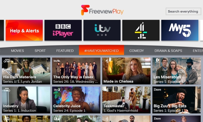 Freeview Play #HaveYouWatched screen