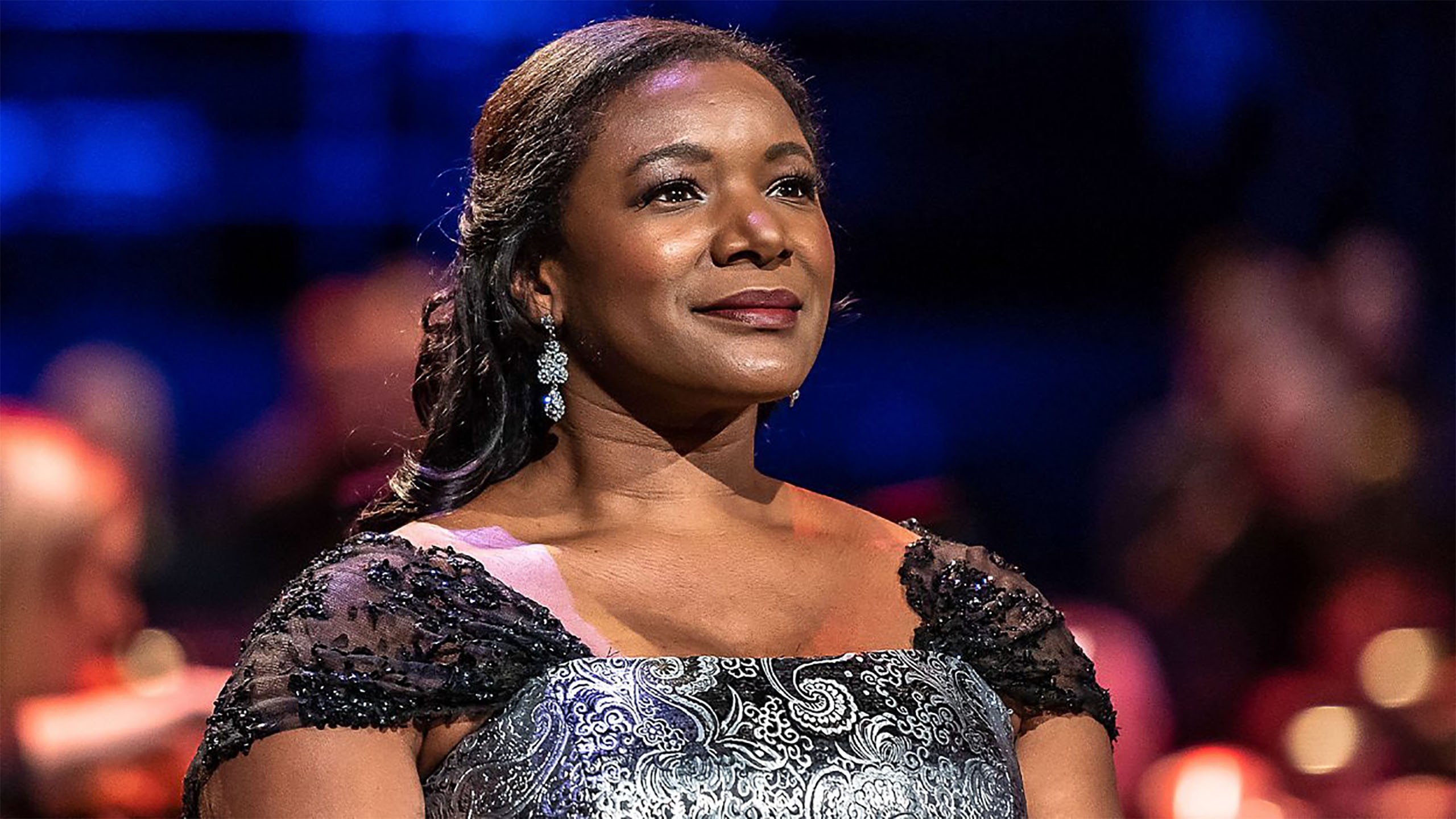 Opera singer performing in Mozart's Requiem from ENO