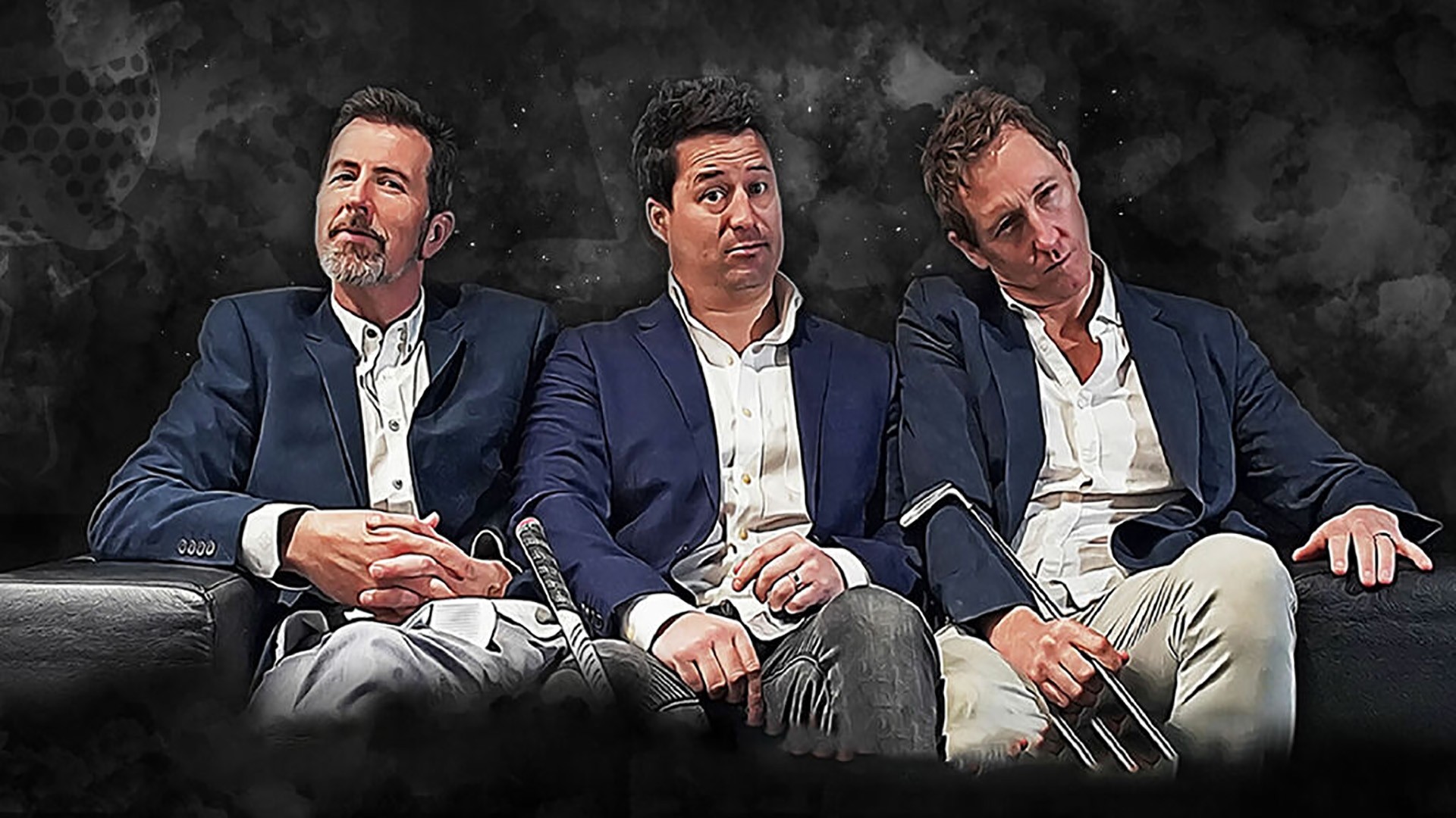 Three GolfBaron presenters seated and looking into the camera