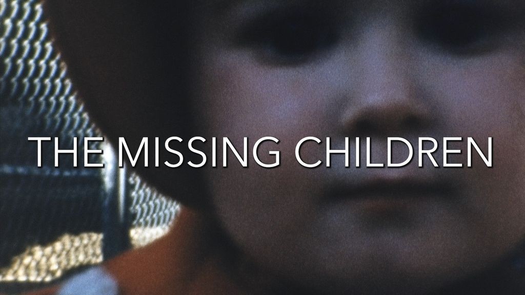 Blurry close up image of a child, with 'The Missing Children' text overlay
