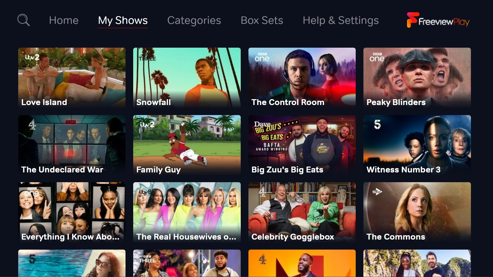 Explore freeview play - My Shows