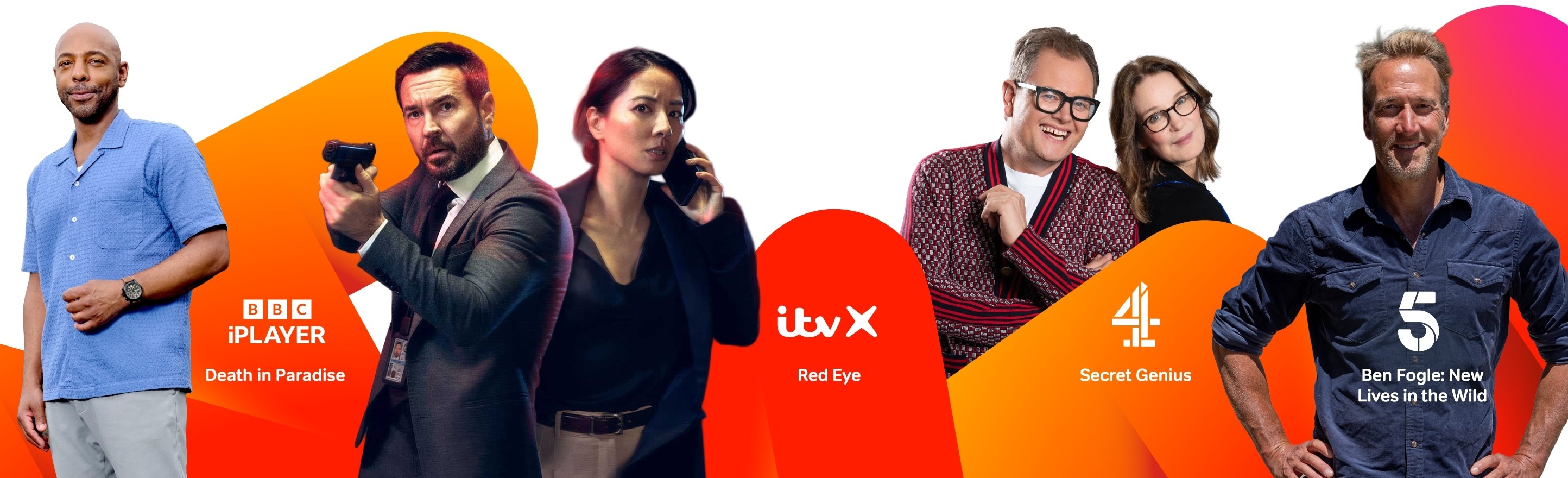 Group of talent on a banner